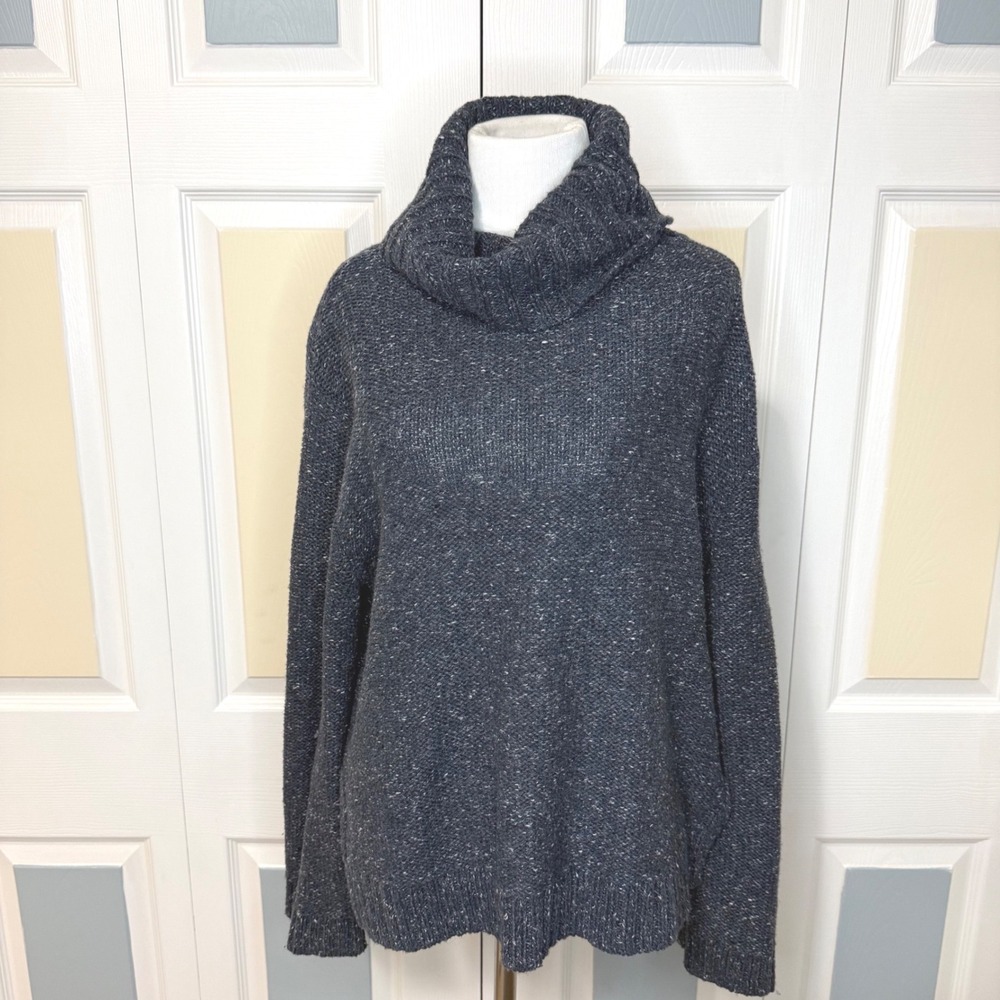 Madewell Wool Blend Speckled Turtleneck Sweater Charcoal Gray Cozy‎ Knit Women M